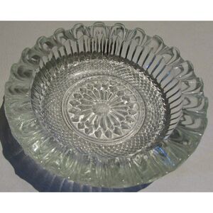 VINTAGE MCM CUT GLASS ASHTRAY CRYSTAL? CLEAR GLASS TRINKET DISH
